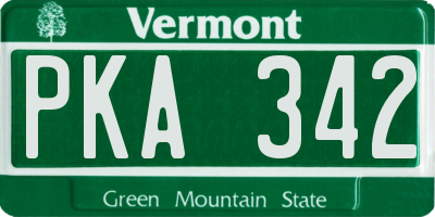 VT license plate PKA342