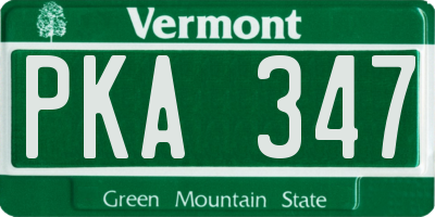 VT license plate PKA347