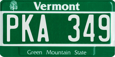 VT license plate PKA349