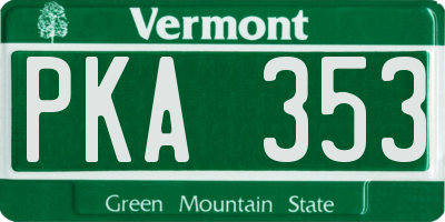 VT license plate PKA353
