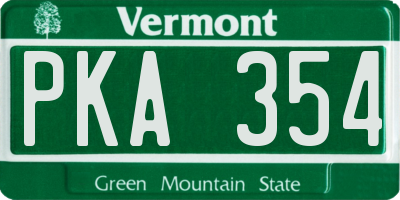 VT license plate PKA354