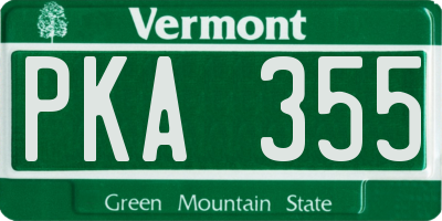 VT license plate PKA355