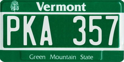 VT license plate PKA357