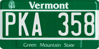 VT license plate PKA358