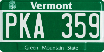 VT license plate PKA359