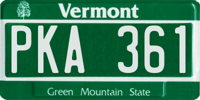 VT license plate PKA361