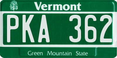 VT license plate PKA362
