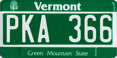 VT license plate PKA366