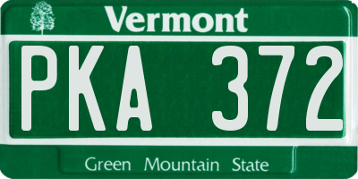 VT license plate PKA372