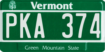 VT license plate PKA374