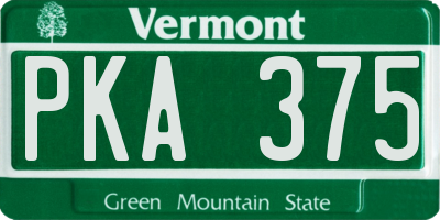 VT license plate PKA375