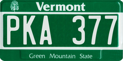 VT license plate PKA377