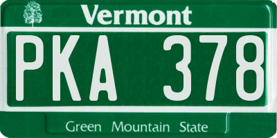 VT license plate PKA378