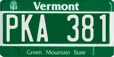 VT license plate PKA381