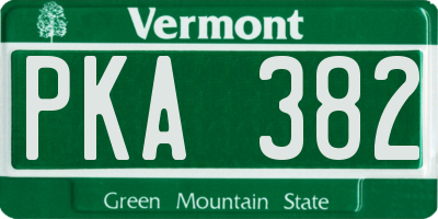 VT license plate PKA382