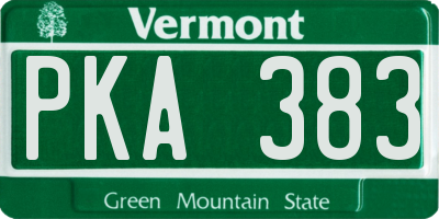 VT license plate PKA383
