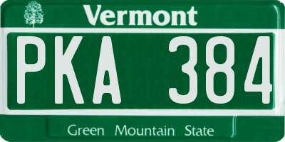VT license plate PKA384