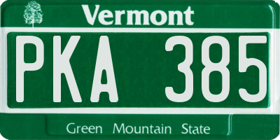 VT license plate PKA385
