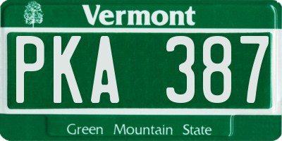 VT license plate PKA387