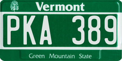 VT license plate PKA389