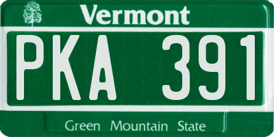 VT license plate PKA391
