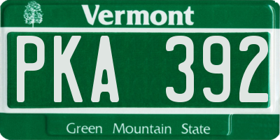 VT license plate PKA392