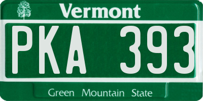 VT license plate PKA393