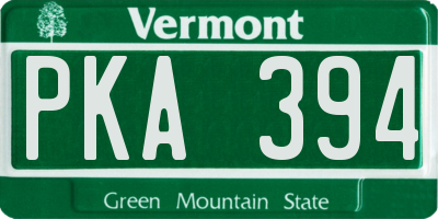 VT license plate PKA394