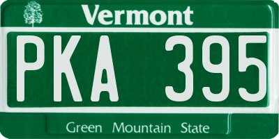 VT license plate PKA395