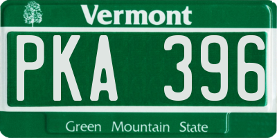 VT license plate PKA396