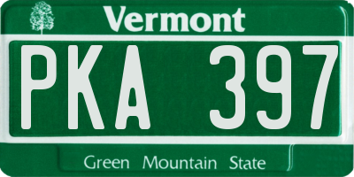 VT license plate PKA397