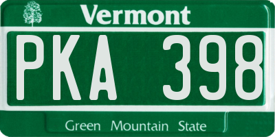 VT license plate PKA398