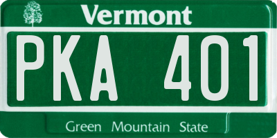 VT license plate PKA401