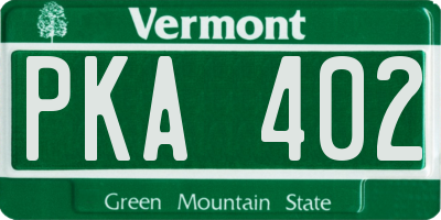 VT license plate PKA402