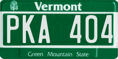 VT license plate PKA404
