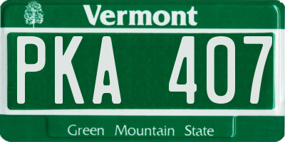VT license plate PKA407