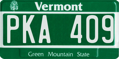 VT license plate PKA409