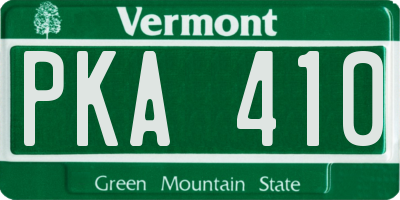 VT license plate PKA410