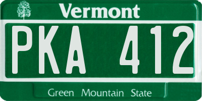 VT license plate PKA412