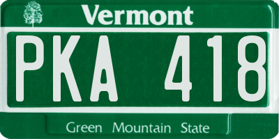 VT license plate PKA418