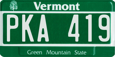 VT license plate PKA419