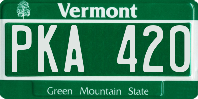 VT license plate PKA420