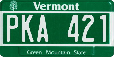 VT license plate PKA421
