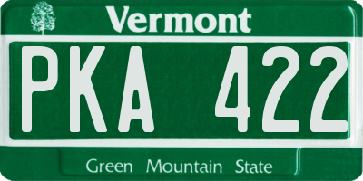 VT license plate PKA422