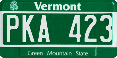 VT license plate PKA423