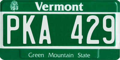 VT license plate PKA429