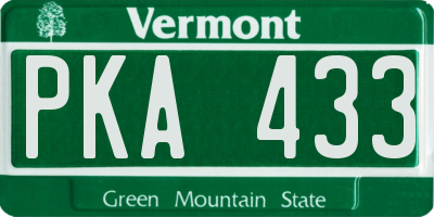 VT license plate PKA433