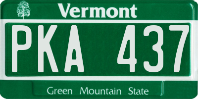 VT license plate PKA437