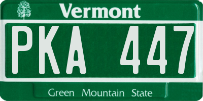 VT license plate PKA447