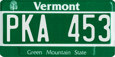 VT license plate PKA453
